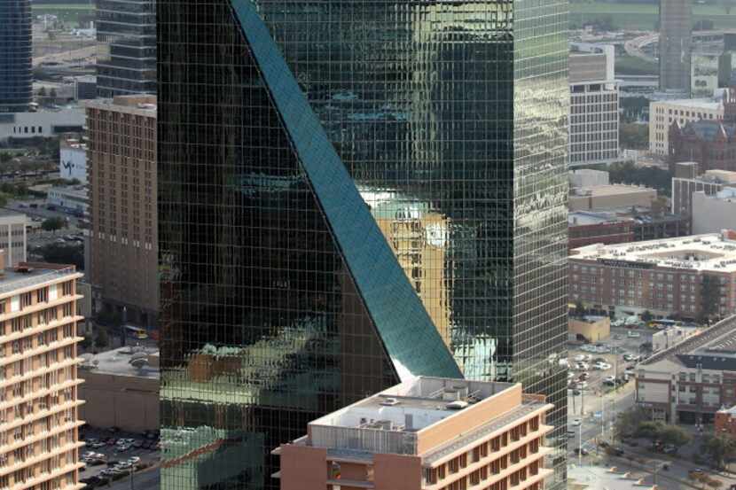 Fountain Place (foregound) is Mark Lamster's favorite among Dallas skyscrapers.