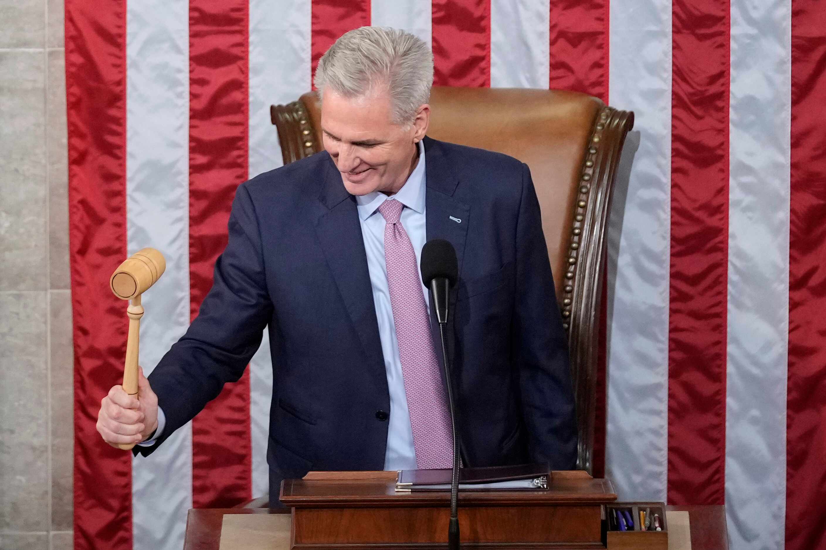 Incoming House Speaker Kevin McCarthy of Calif., bangs the gavel on the House floor at the...