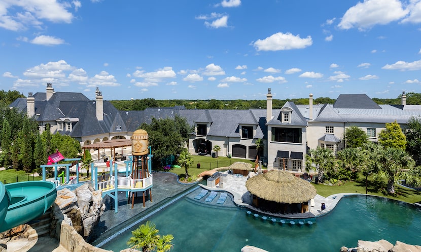 The 10-bedroom home has its own waterplark.