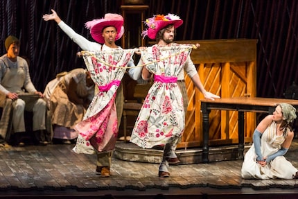 Anthony Chatmon II (left) and Darick Pead as the Stepsisters perform with Laurie Veldheer as...