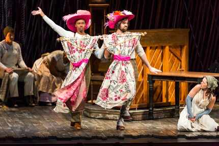 Anthony Chatmon II (left) and Darick Pead as the Stepsisters perform with Laurie Veldheer as...