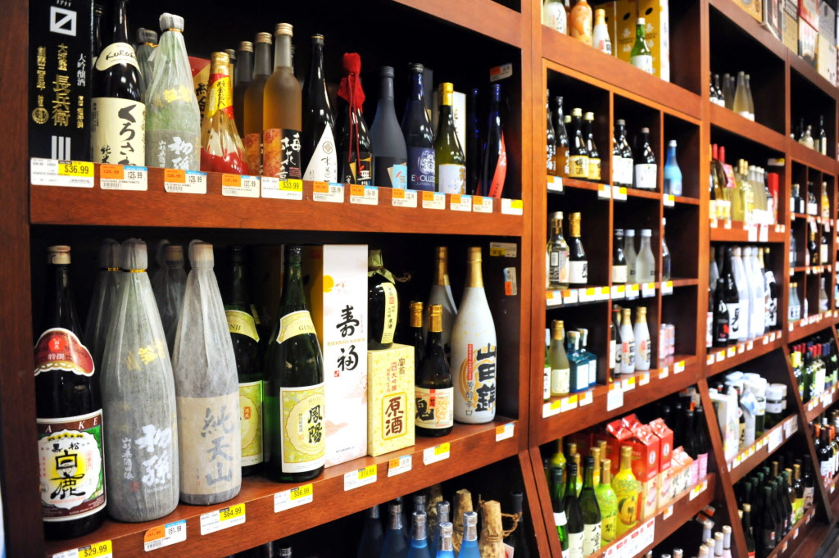 The beer and wine section features sake at H Mart in Carrollton. (Alexandra Olivia/ Special...