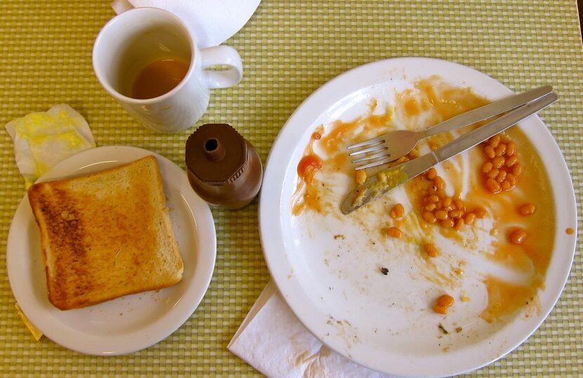 The aftermath of a full English breakfast at London s Regency Cafe.