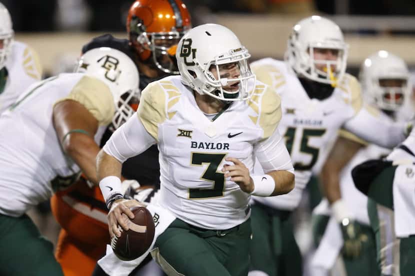 Baylor quarterback Jarrett Stidham (3) is pictured during an NCAA college football game...