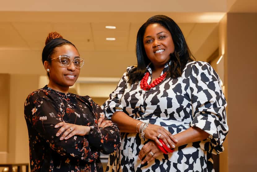 Shana Washington (left), a justice ambassador specialist, stands with LaTosha Williams in...