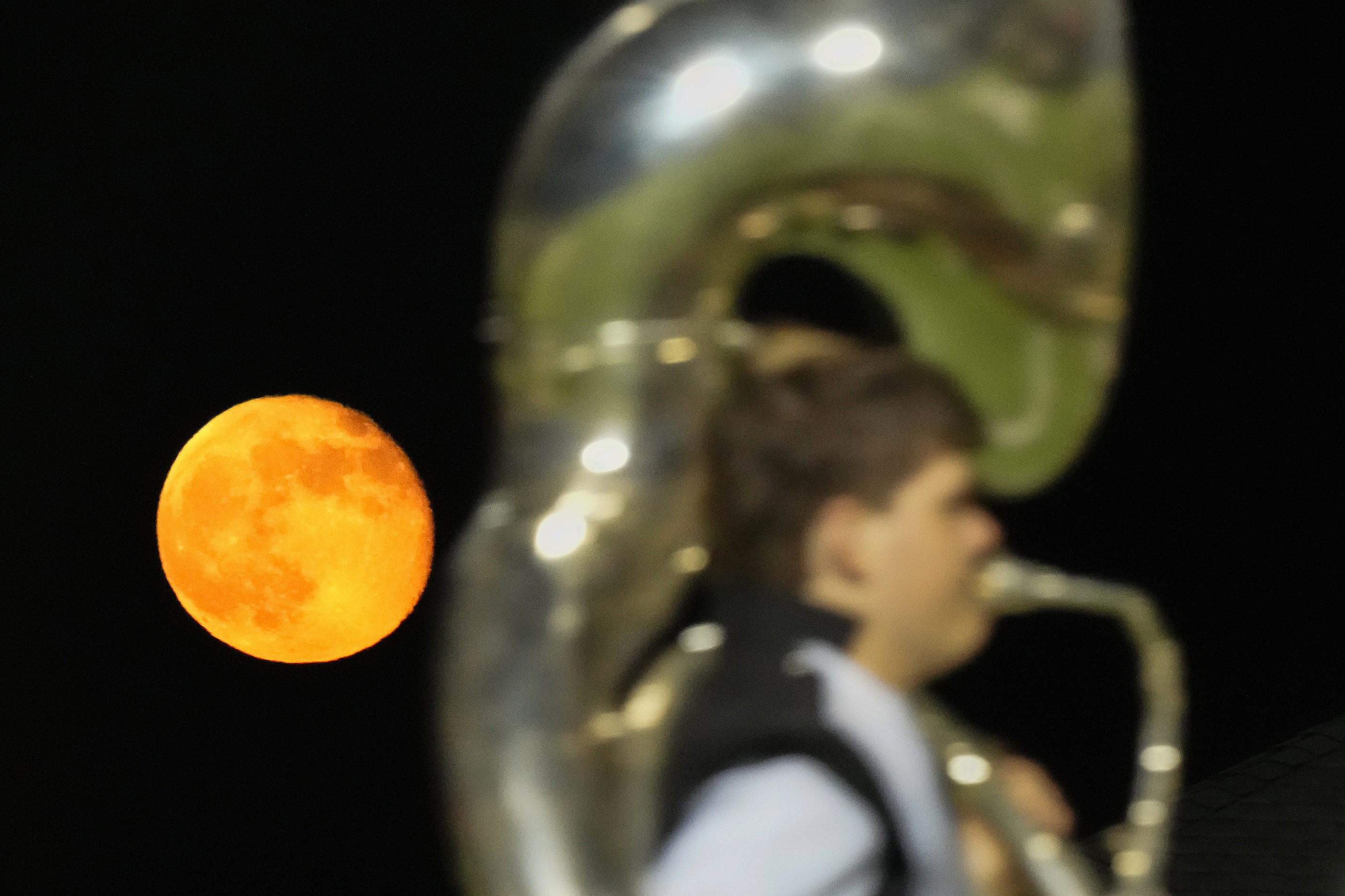 The moon rises as the Argyle takes the field for halftime a District 3-5A Division II high...