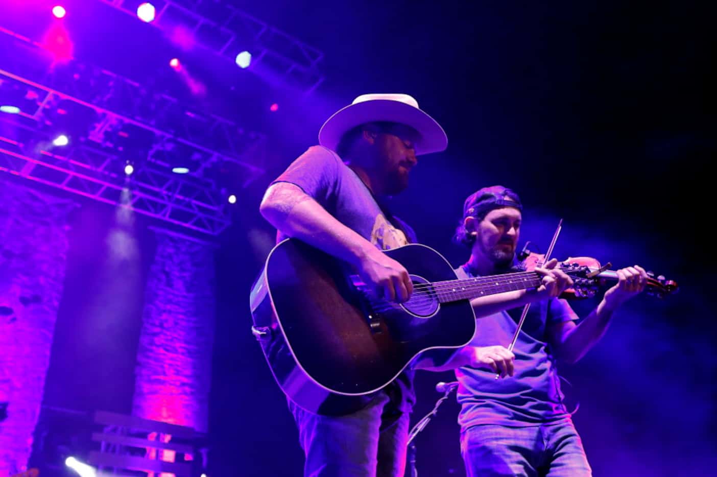 Randy Rogers, left, and Brady Black of  the Randy Rogers Band on stage at the Gexa Energy...