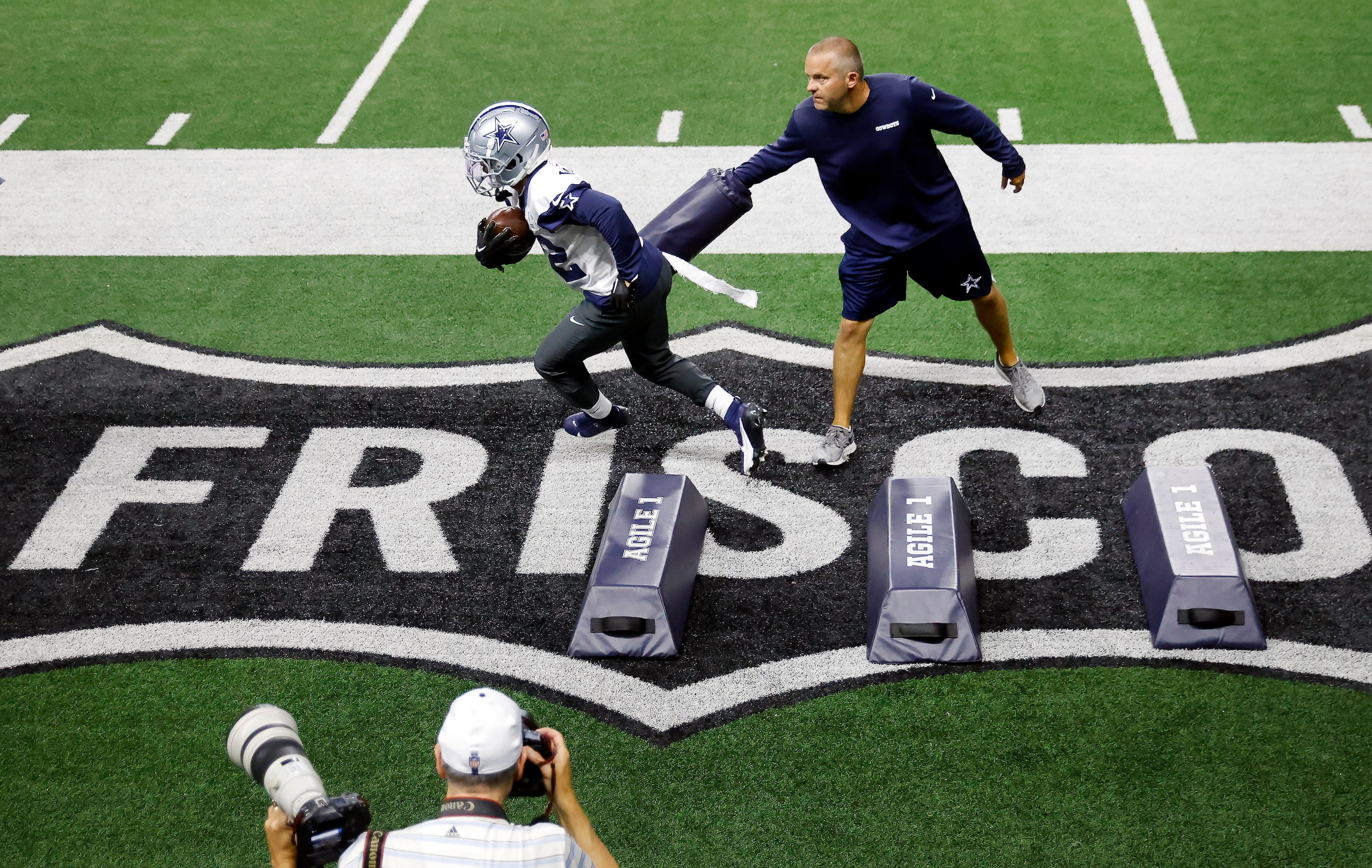 Dallas Cowboys running back Deuce Vaughn (42) runs a drill during the Season Kickoff...