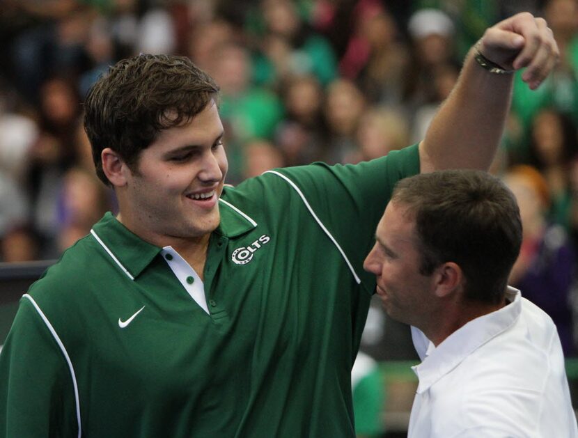 Luke Joeckel, first round drafft pick by the Jacksonville Jaguars, returned to Arlington...