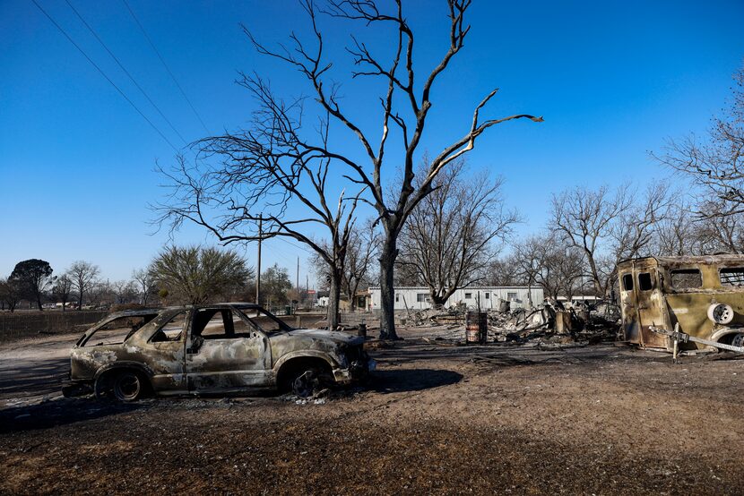 The destruction left behind after the Eastland Complex fire swept through Carbon includes...