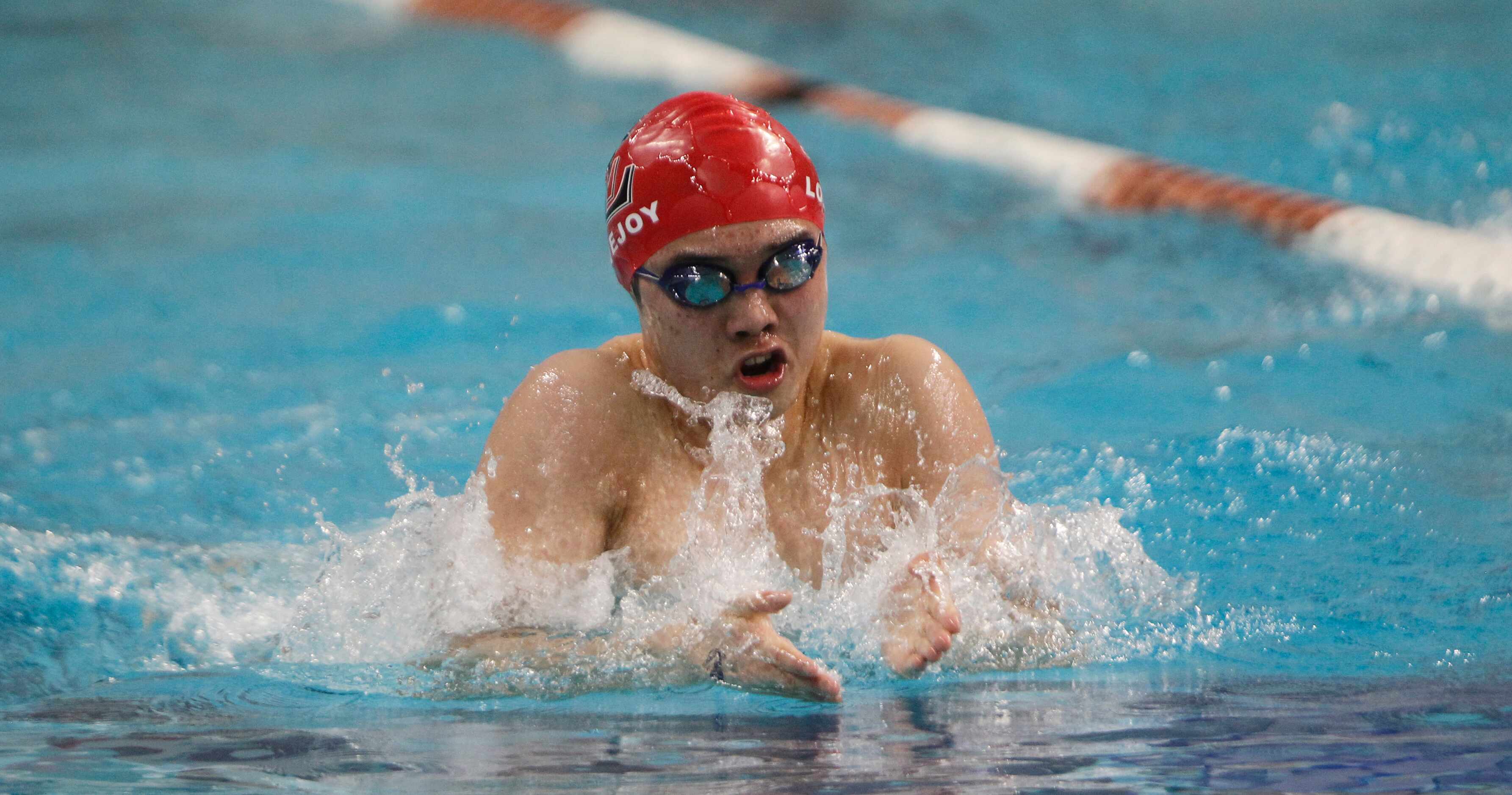 Lucas Lovejoy's Grant Hu finished first in his heat of the Boys 200 Yard IM competition with...
