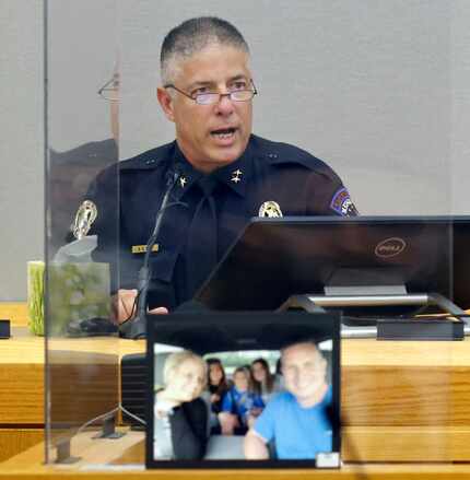 Mesquite Police Chief David Gill delivers a statement to convicted murderer Jaime Jaramillo...
