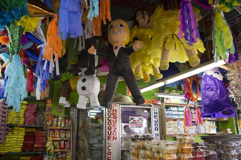 
A pinata representing US Republican presidential candidate Donald Trump is for sale at a...