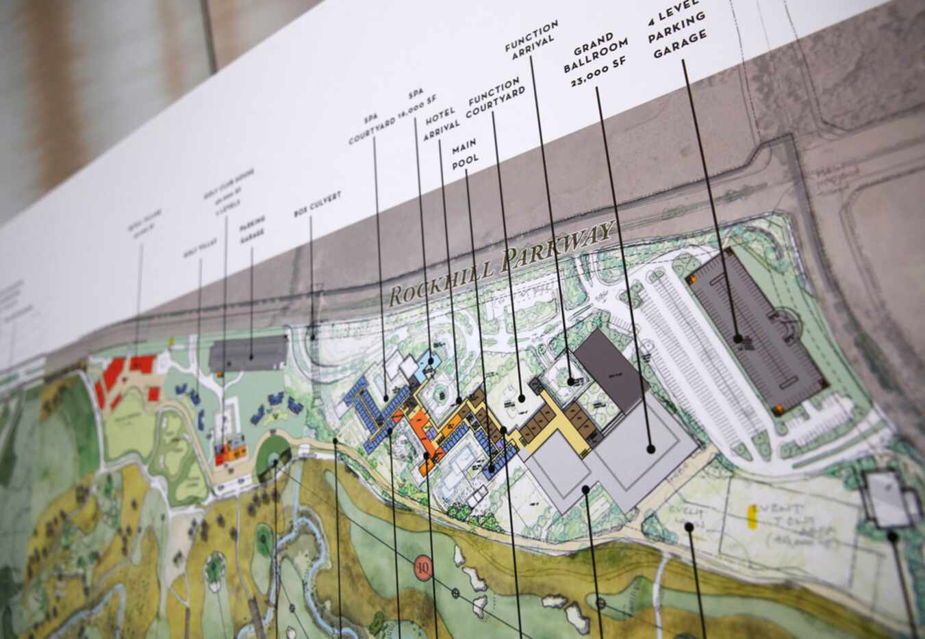 The site plan for the new PGA headquarters in Frisco is on display at the Omni Frisco Hotel.