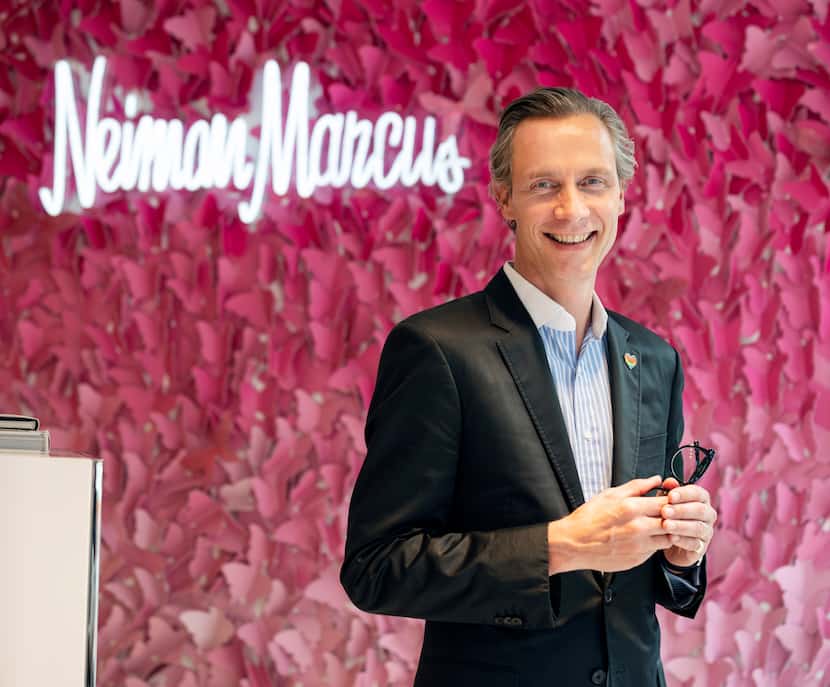 CEO Geoffroy van Raemdonck inside one of the Pride window displays at Neiman Marcus in...