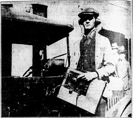 March 1, 1925, Clampitt showing his radio car and receiver.