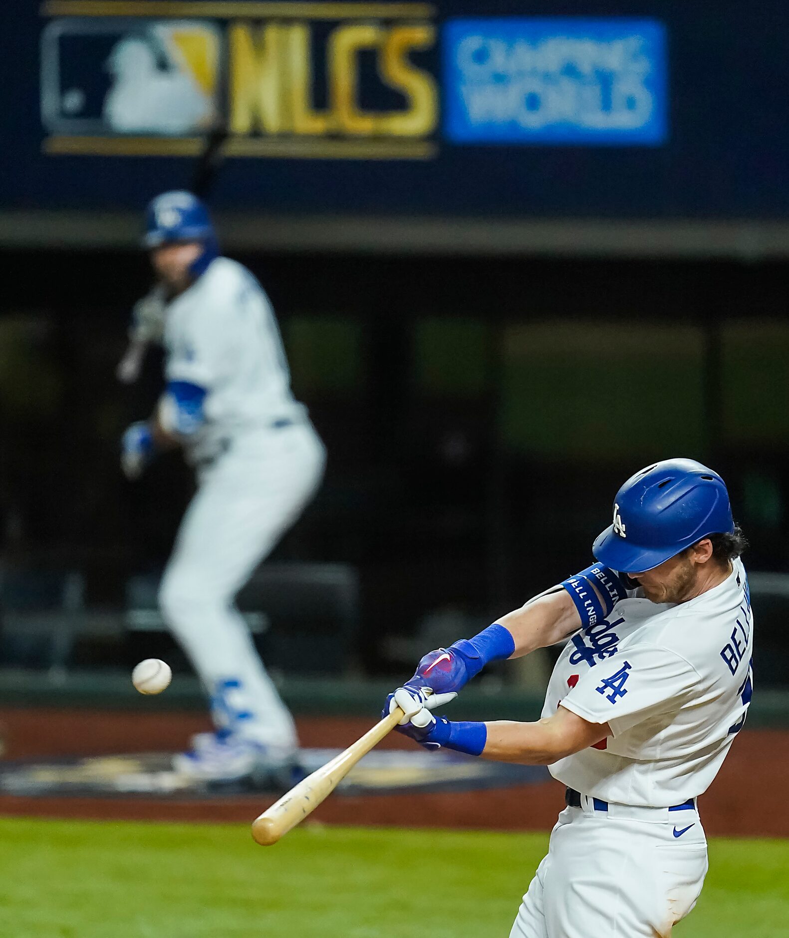 Los Angeles Dodgers center fielder Cody Bellinger connects on a solo home run to give the...