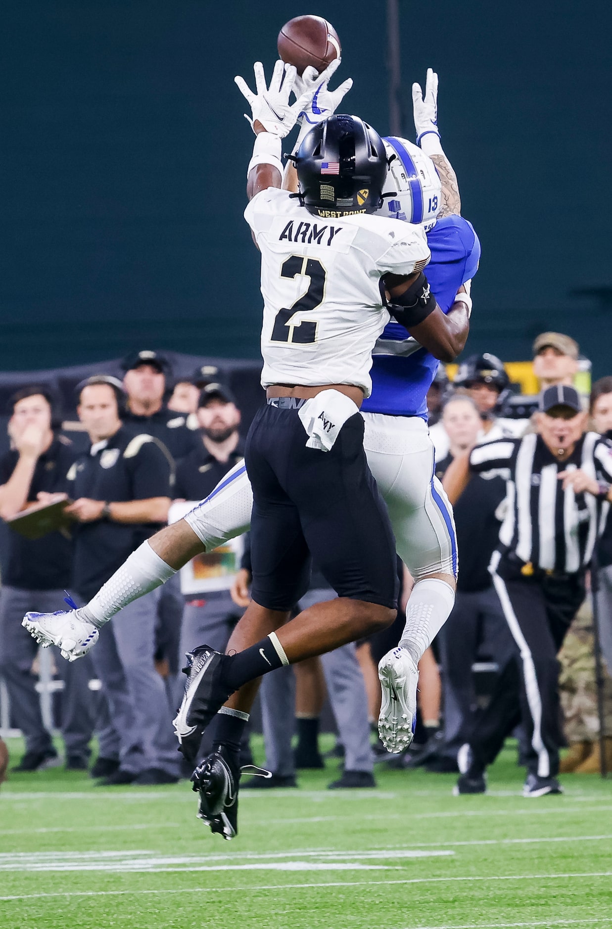 Air Force Falcons wide receiver Brandon Lewis (13) misses a pass as Army Black Knights...