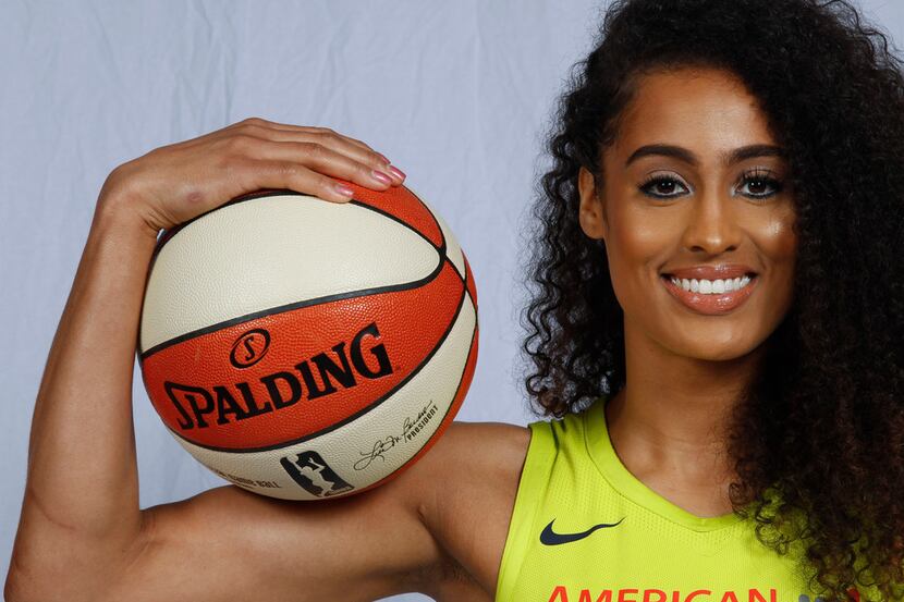 Dallas Wings guard Skylar Diggins-Smith (4) poses for a photo during the team's Media Day at...