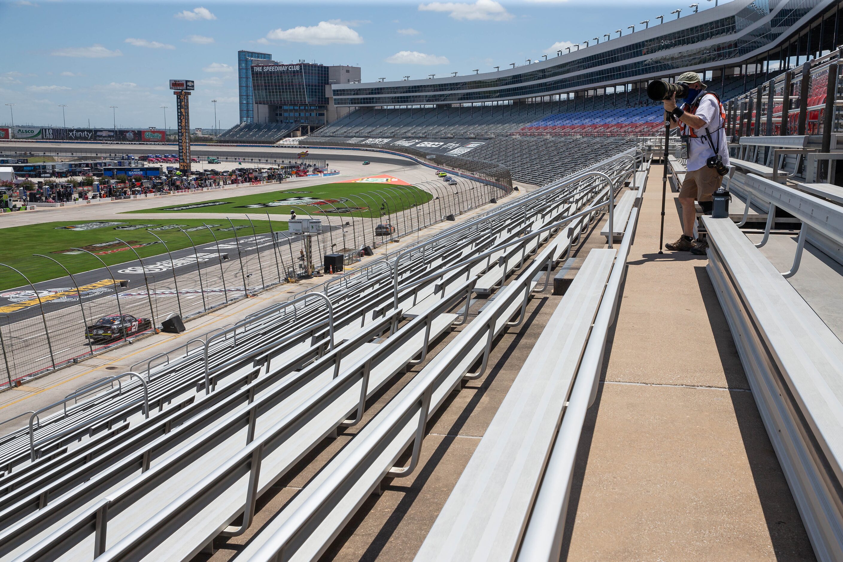 Empty stands during the NASCAR Xfinity My Bariatric Solutions 300 race on July 18, 2020 at...