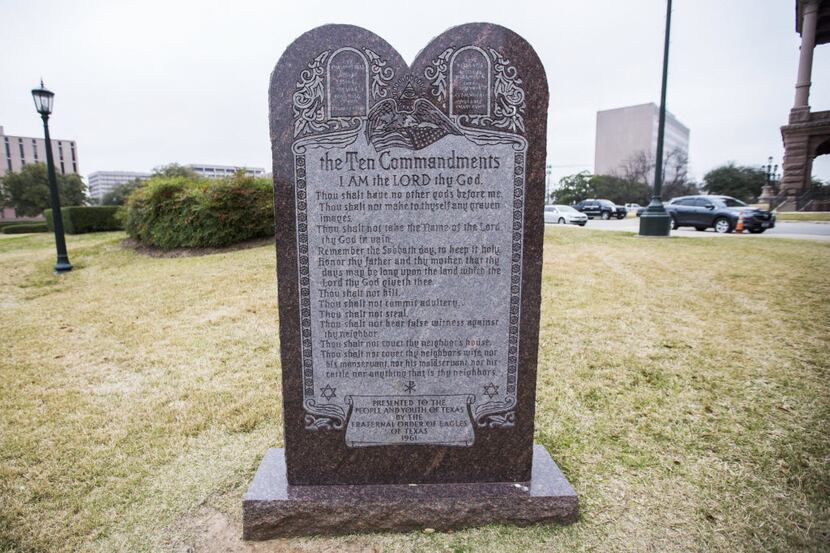 The Ten Commandments monument outside the Texas state capitol in Austin. (2015 File...