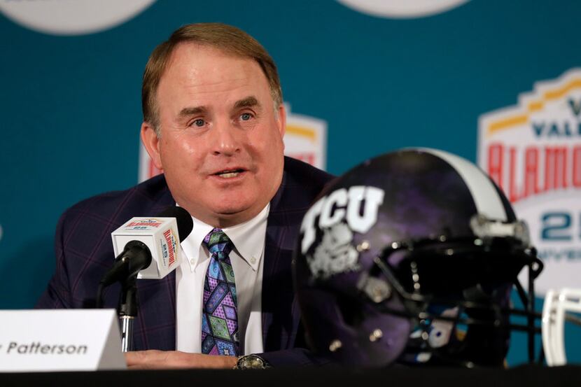 TCU head coach Gary Patterson takes part in a news conference for the Alamo Bowl NCAA...