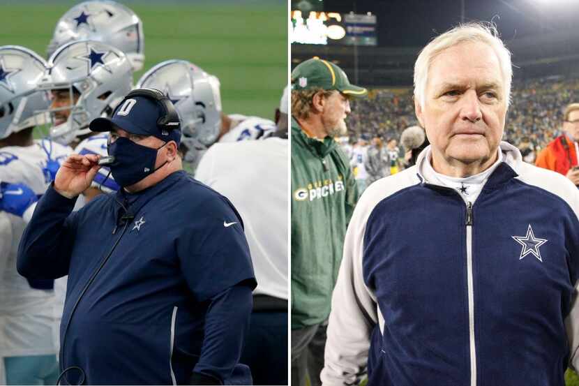 Left: Cowboys head coach Mike McCarthy. Right: Former Cowboys head coach Wade Phillips.