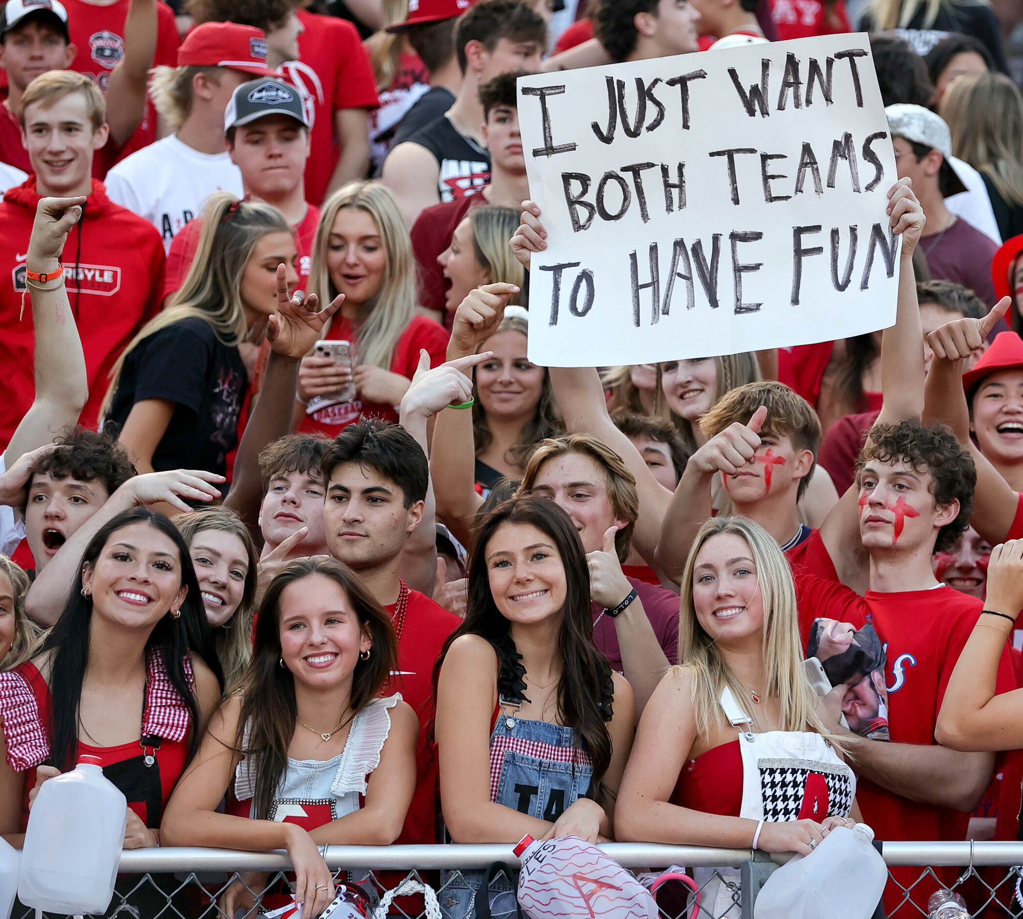 Argyle students get ready for their game against Lake Dallas  in a District 3-5A Division II...