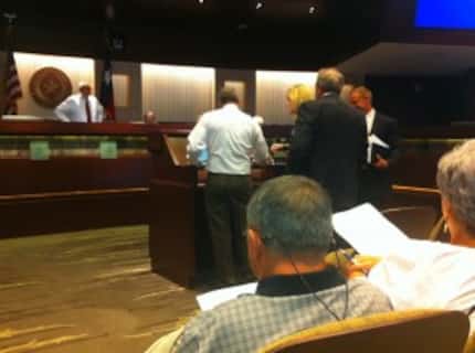  Mesquite moved its pre-meeting to the main council chambers (shown here from a previous...