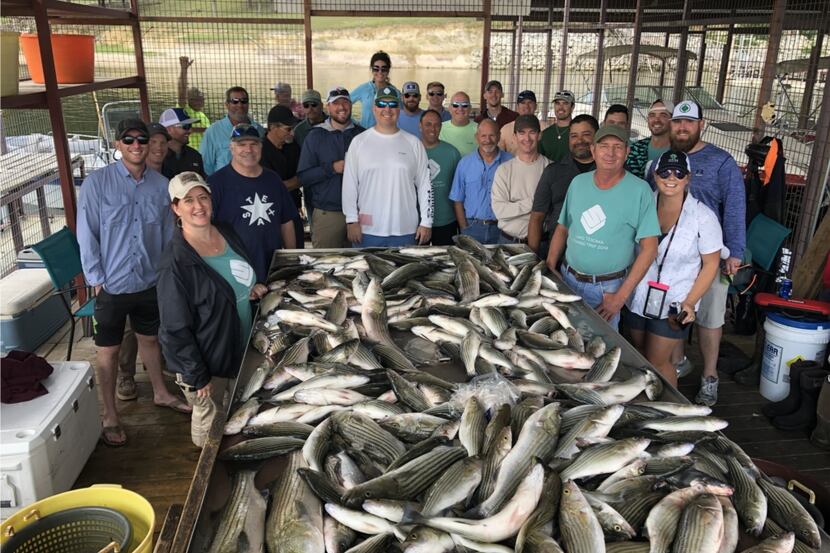 Spring Valley Construction workers posed with their haul at the annual company fishing trip...