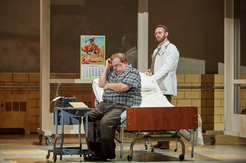 Dr. Oliver Sacks (Jarrett Porter, right) comforts distraught patient Leonard Lev (Marc...