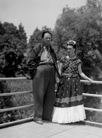 Diego Rivera and Frida Kahlo at their home in Mexico City on April 13, 1939.