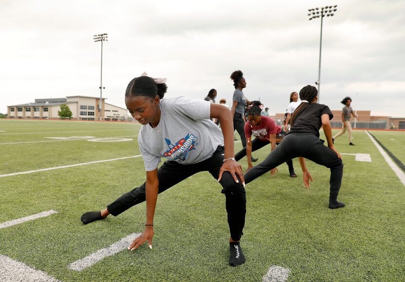 Mansfield Timberview's Taylor Fingers, who qualified for the UIL state meet in triple jump,...