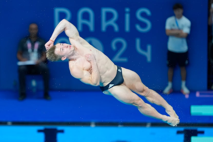 Britain's Jack Laugher competes in the men's 3m springboard diving preliminary at the 2024...