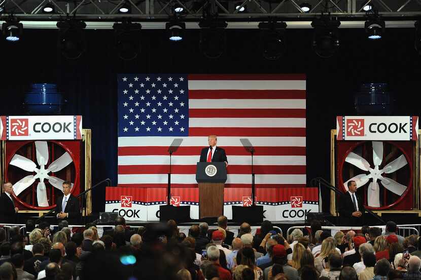 President Donald Trump pitched his tax reform message during an appearance at the Loren Cook...