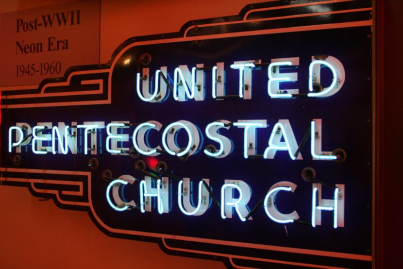 A church sign from the early days of neon. AMERICANSIGN