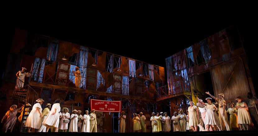 The chorus performs during a dress rehearsal of the Fort Worth Opera's production of Porgy...