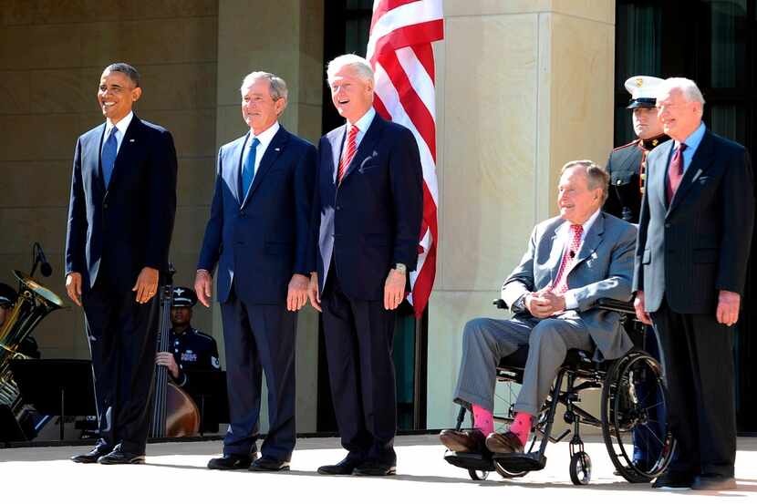 Presidents Barack Obama, George W. Bush, Bill Clinton, George H.W. Bush and Jimmy Carter...