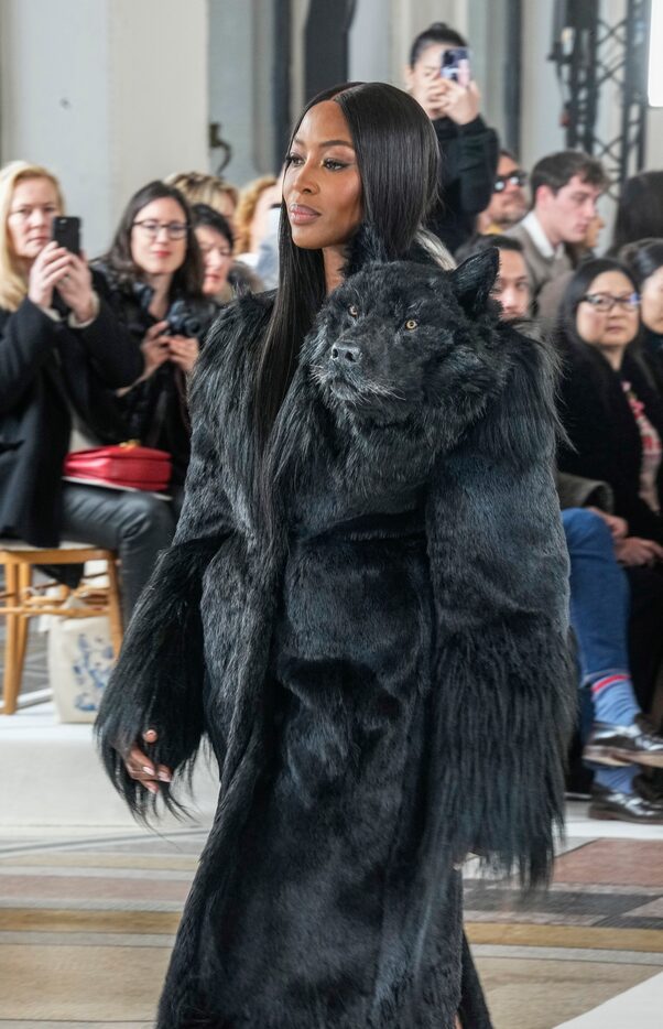 Naomi Campell wears a creation as part of the Schiaparelli Haute Couture Spring-Summer 2023...