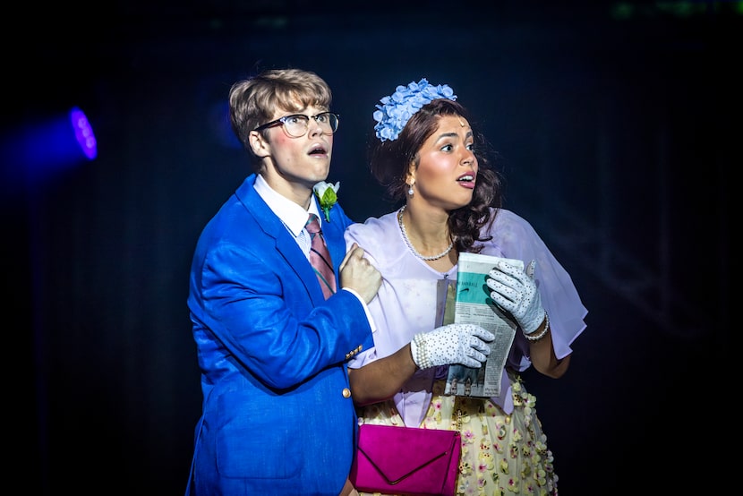 Noah Randall, left, and Christina Austin Lopez as Brad and Janet in Dallas Theater Center's...