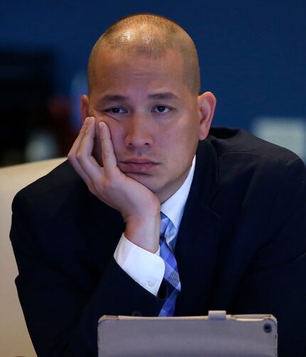 Tho Tang Ho, Dallas Police Dept., is seen during the Board of Trustees meeting at Dallas...