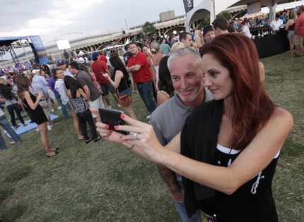 Mike and Alicia Swartz  take a selfie during the festivities.