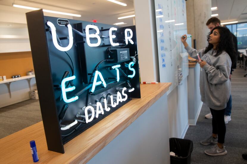 The Uber Eats section at work in the company's Deep Ellum office on Jan. 27, 2020 in Dallas....