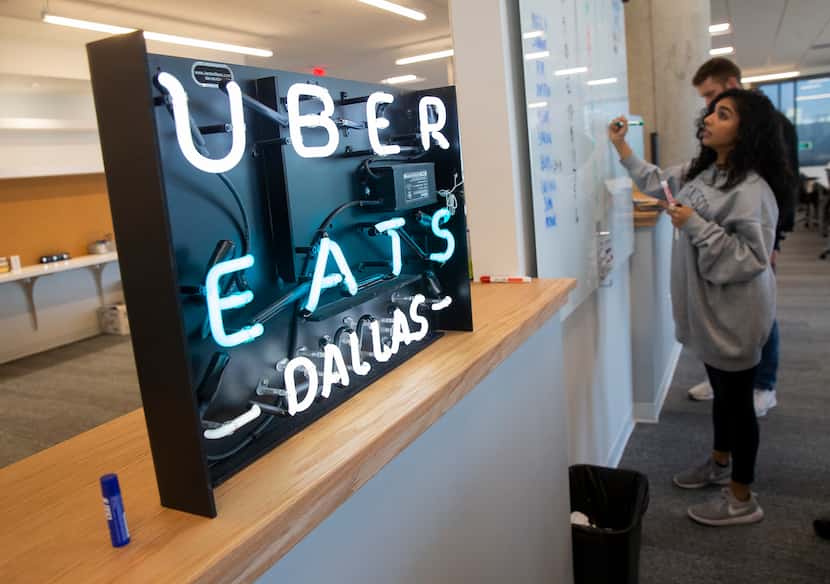 The Uber Eats section at work in the company's Deep Ellum office on Jan. 27, 2020 in Dallas....
