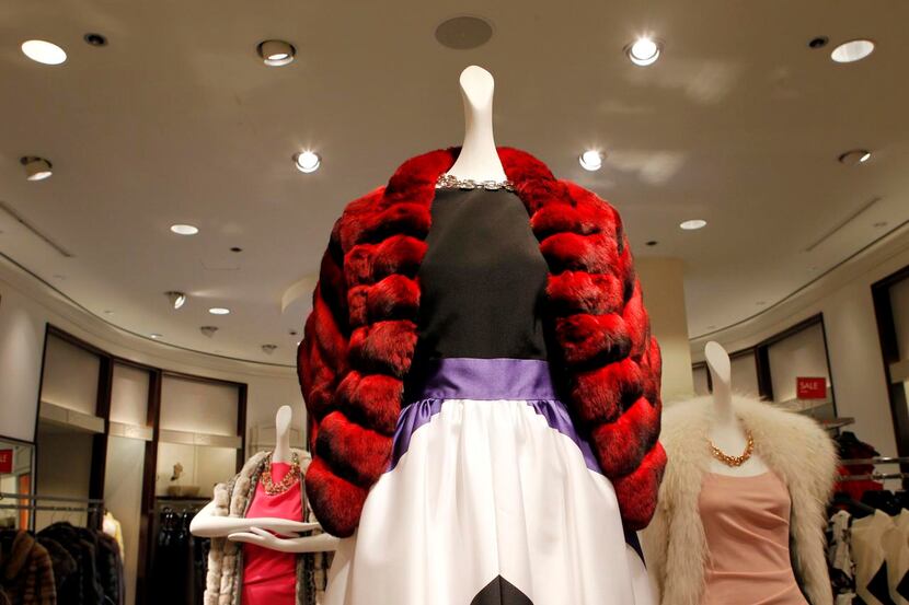A $9,000 red-dyed chinchilla stole  awaited a buyer at Neiman Marcus’ NorthPark Centerstore....