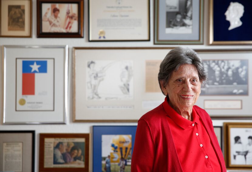 Adlene Harrison, Dallas' first female mayor, poses for a photograph at her home in Dallas on...