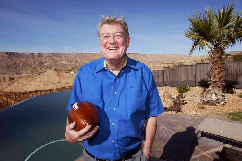Hayden Fry, former football coach at SMU, North Texas and Iowa, is shown at his home in...