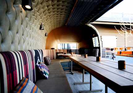 Haywire in Plano has an Airstream trailer on one patio. It can be reserved for private...