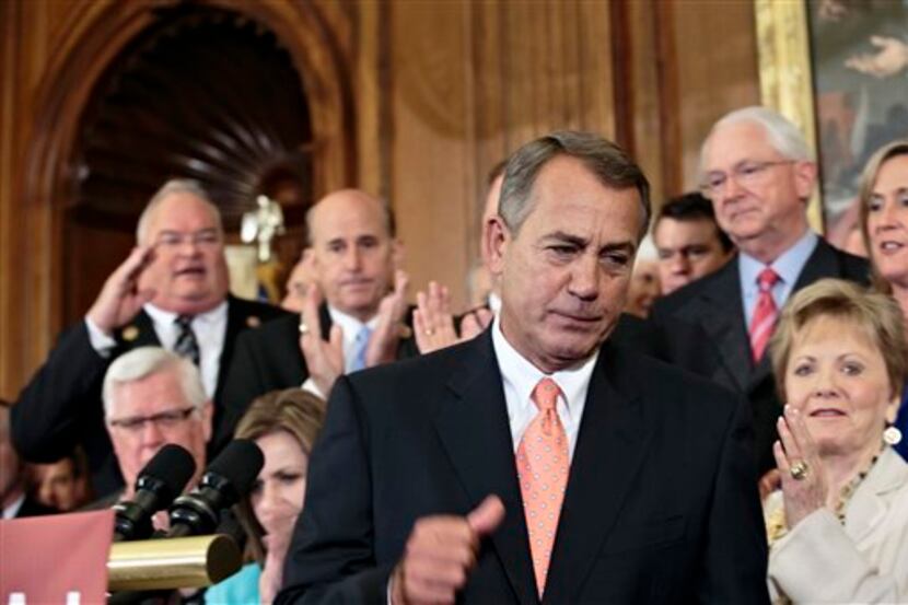  Speaker of the House John Boehner, R-Ohio and Republican members of the House of...