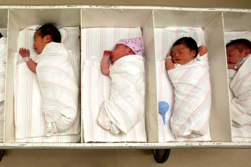 A row of infants at Parkland Memorial Hospital in 2004.